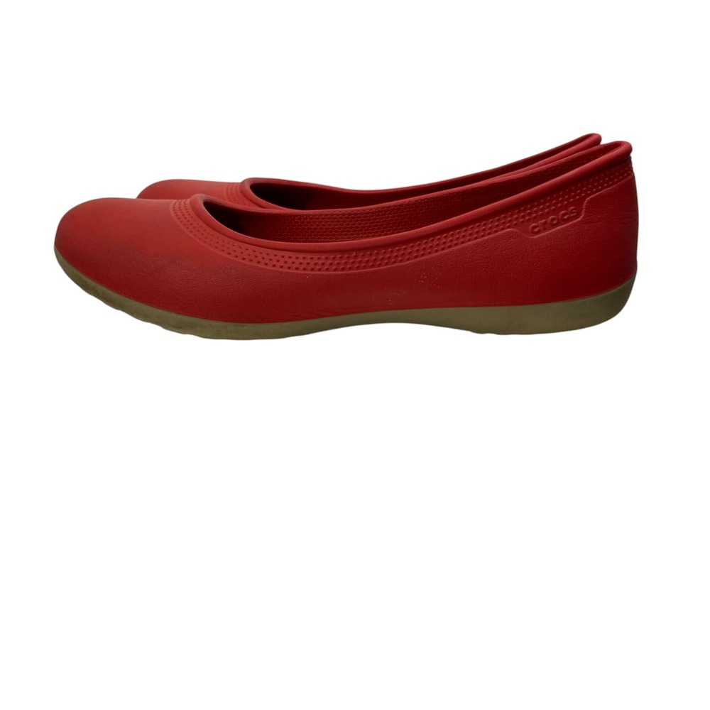 Crocs Kadee Preppy Comfy Red Ballet Flats Womens Slip On Shoes Size 9 Comfort
